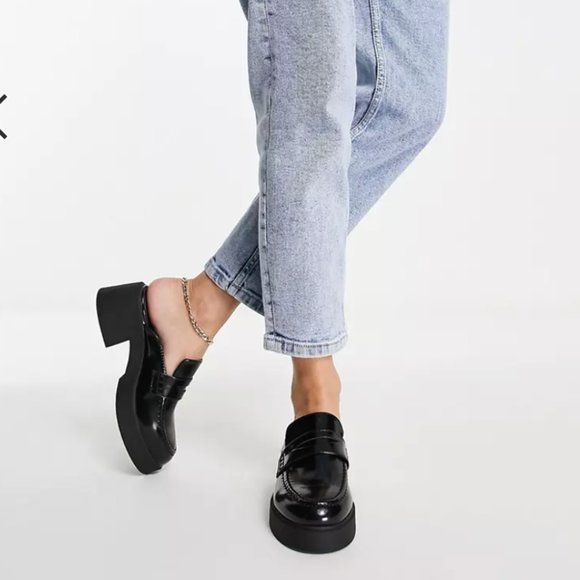 ASOS DESIGN Sina Chunky Heeled Loafer Mules in Black UK Size 4/ US Size 6.5 - Picture 9 of 11